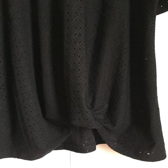 Gothic Black Eyelet Flutter Sleeve Twist Waist Tee - Picture 5 of 15